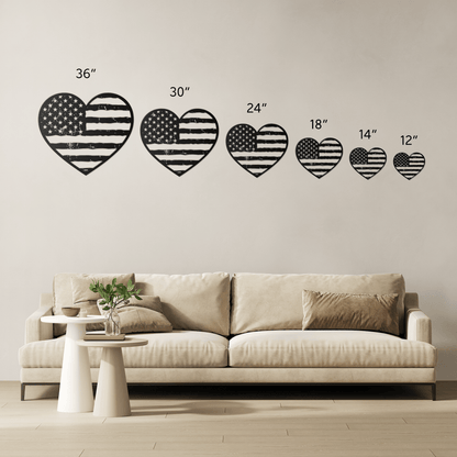 Heart of America: Rustic Flag Metal Wall Decor - BullyBellyMetal Sign