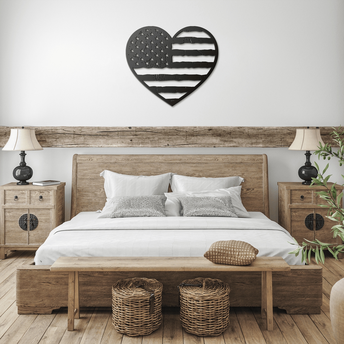 Heart of America: Rustic Flag Metal Wall Decor - BullyBellyMetal Sign