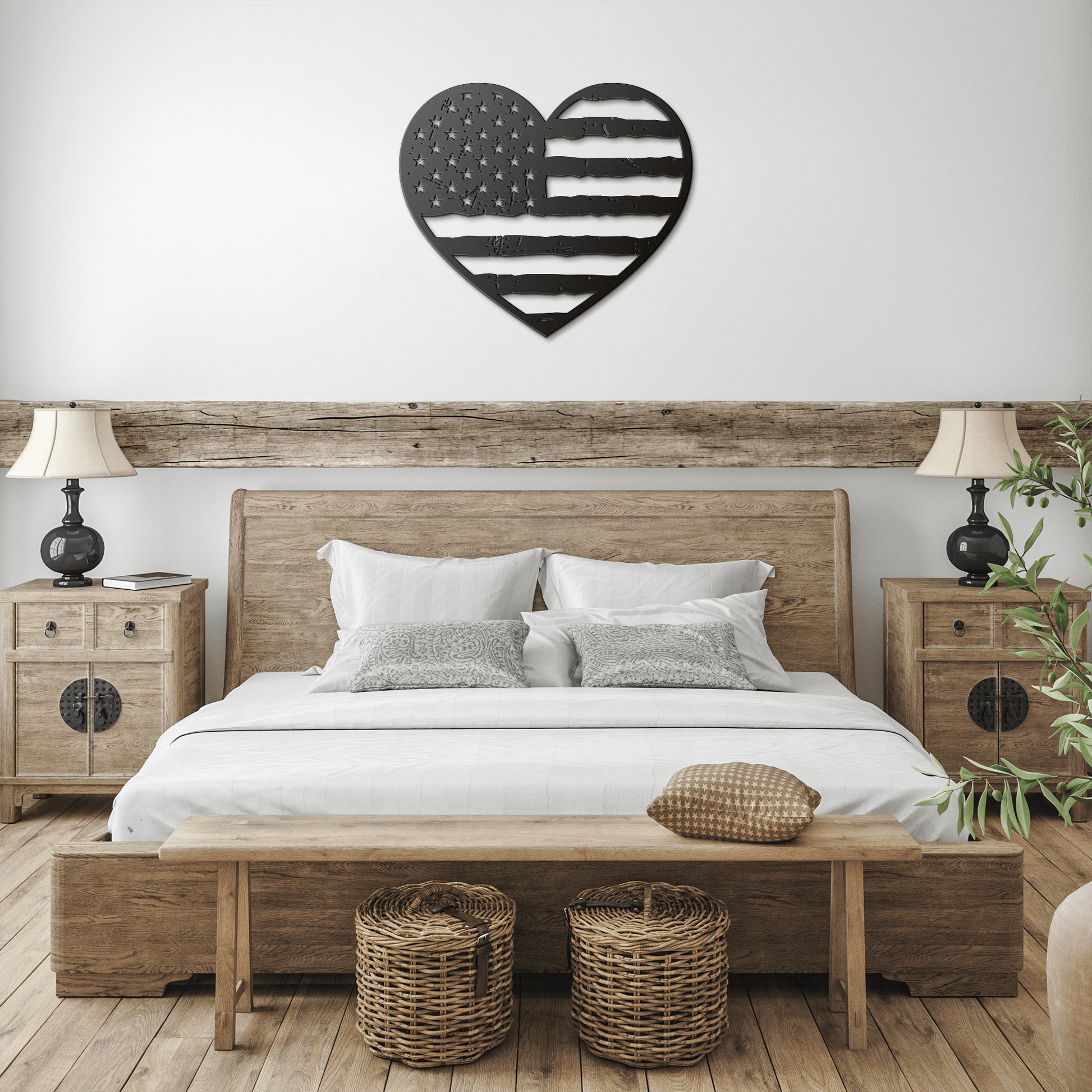 Heart of America: Rustic Flag Metal Wall Decor - BullyBellyMetal Sign