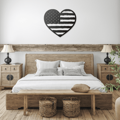 Heart of America: Rustic Flag Metal Wall Decor - BullyBellyMetal Sign