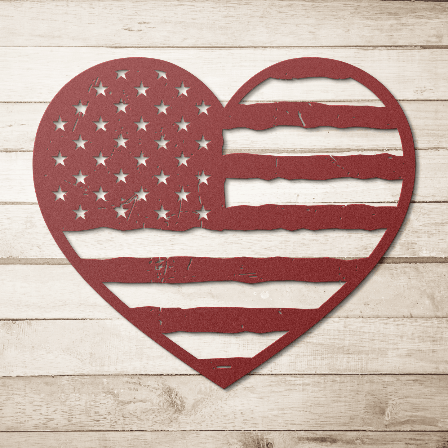 Heart of America: Rustic Flag Metal Wall Decor - BullyBellyMetal Sign