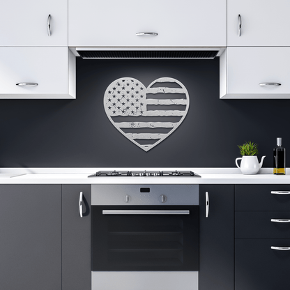 Heart of America: Rustic Flag Metal Wall Decor - BullyBellyMetal Sign