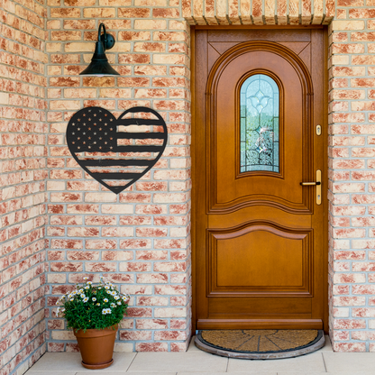 Heart of America: Rustic Flag Metal Wall Decor - BullyBellyMetal Sign