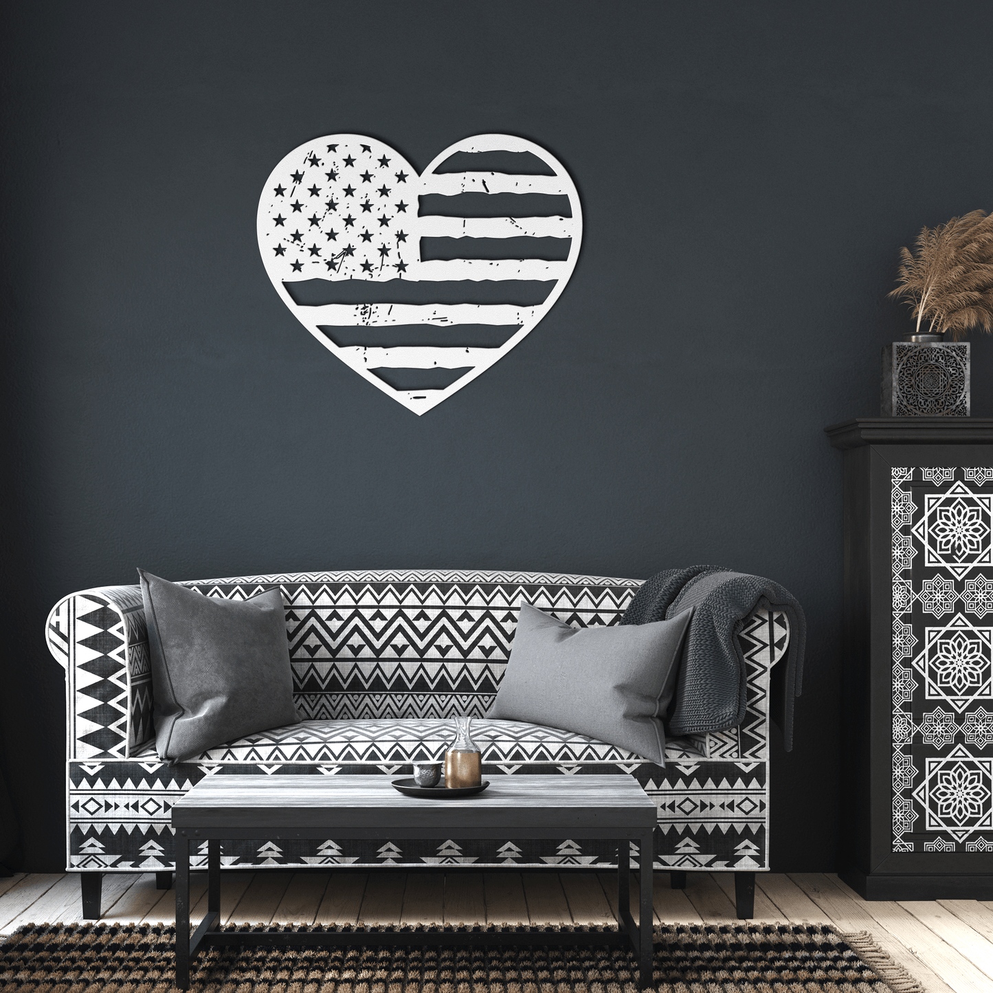 Heart of America: Rustic Flag Metal Wall Decor - BullyBellyMetal Sign