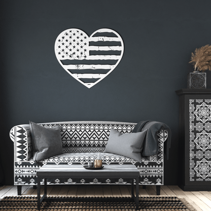 Heart of America: Rustic Flag Metal Wall Decor - BullyBellyMetal Sign