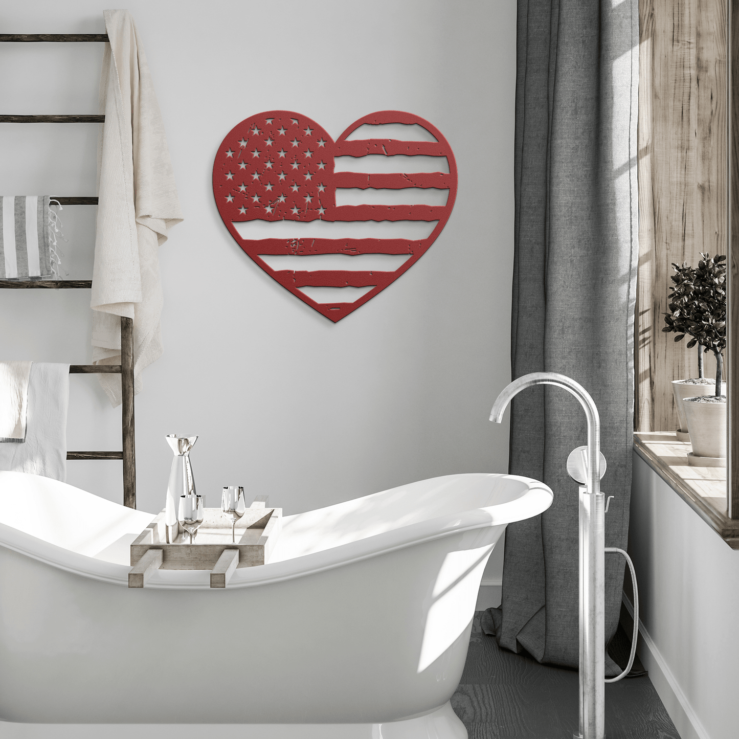 Heart of America: Rustic Flag Metal Wall Decor - BullyBellyMetal Sign