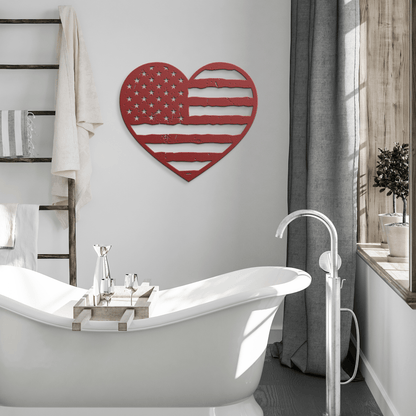 Heart of America: Rustic Flag Metal Wall Decor - BullyBellyMetal Sign