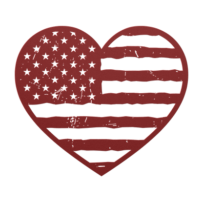 Heart of America: Rustic Flag Metal Wall Decor - BullyBellyMetal Sign