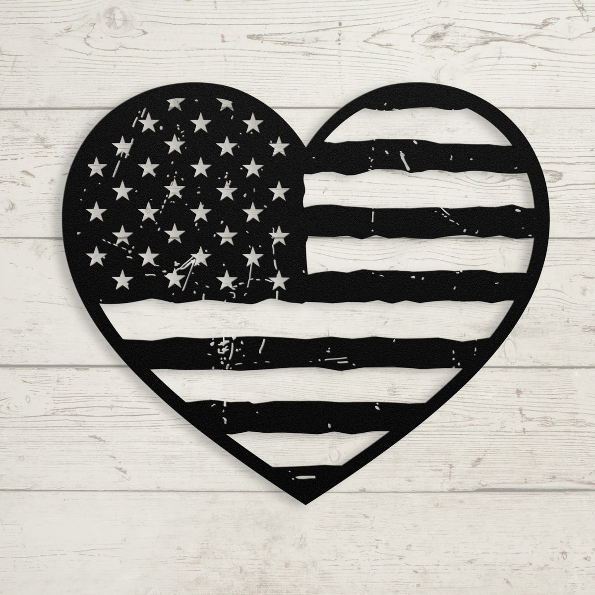 Heart of America: Rustic Flag Metal Wall Decor - BullyBellyMetal Sign