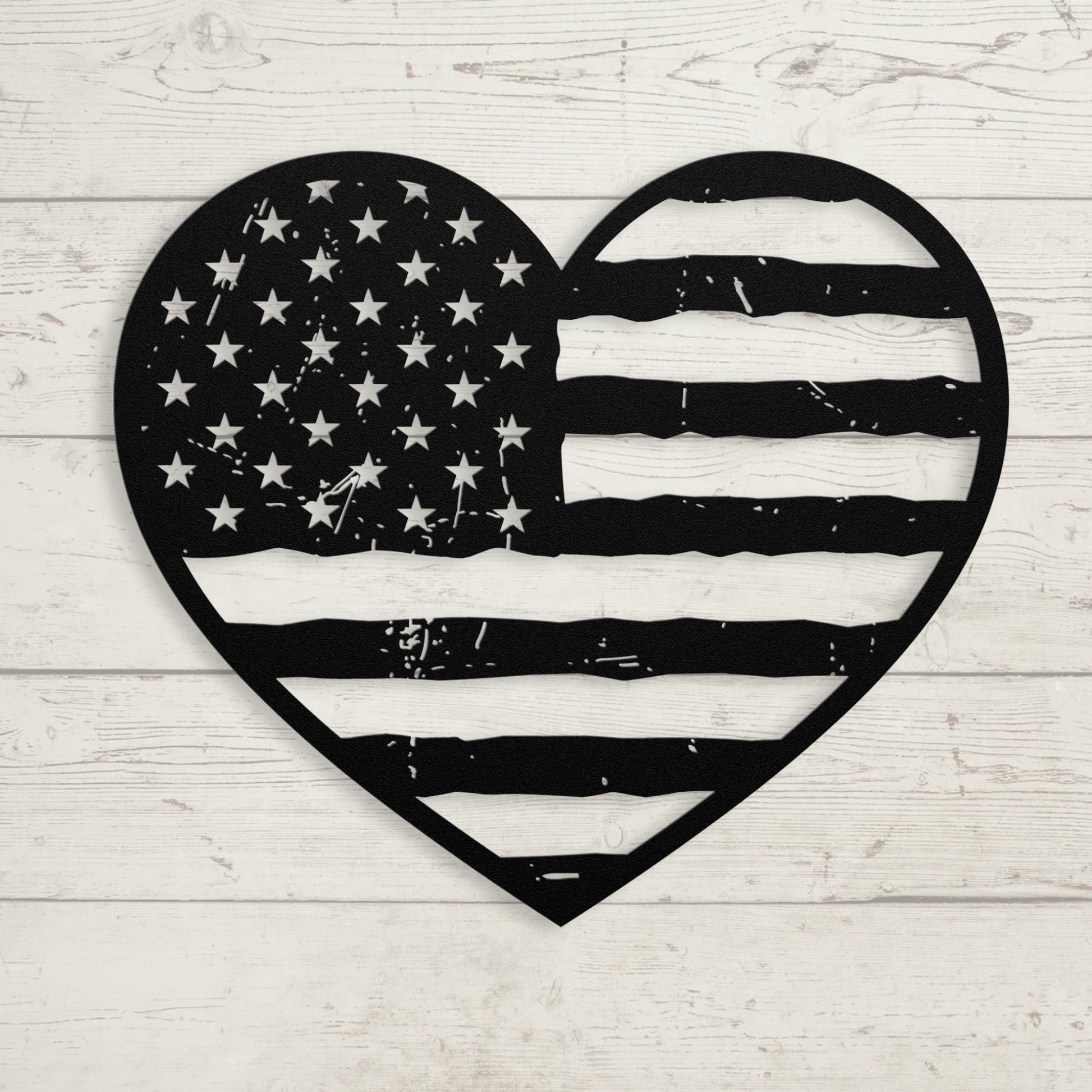 Heart of America: Rustic Flag Metal Wall Decor - BullyBellyMetal Sign