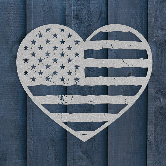 Heart of America: Rustic Flag Metal Wall Decor - BullyBellyMetal Sign