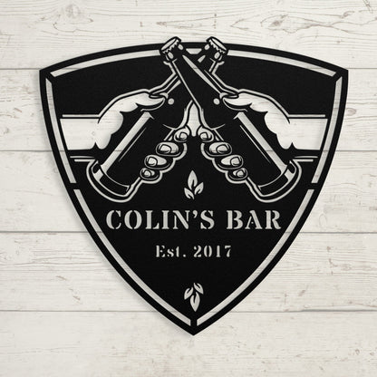 Home Bar Metal Sign – Custom Bar Name Wall Art for Man Cave & Entertainment Spaces - BullyBellyMetal Sign