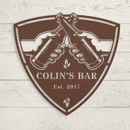 Home Bar Metal Sign – Custom Bar Name Wall Art for Man Cave & Entertainment Spaces - BullyBellyMetal Sign
