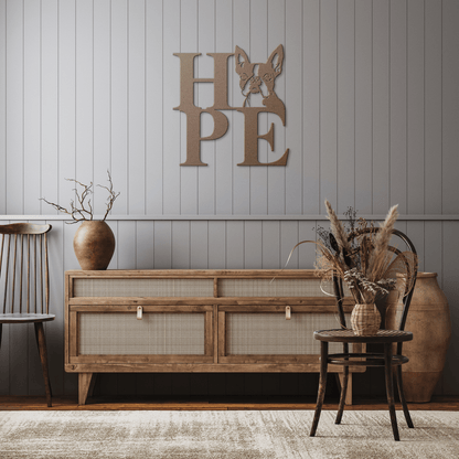 HOPE with a Boston Terrier Twist! Steel Wall Art - BullyBellyMetal Sign