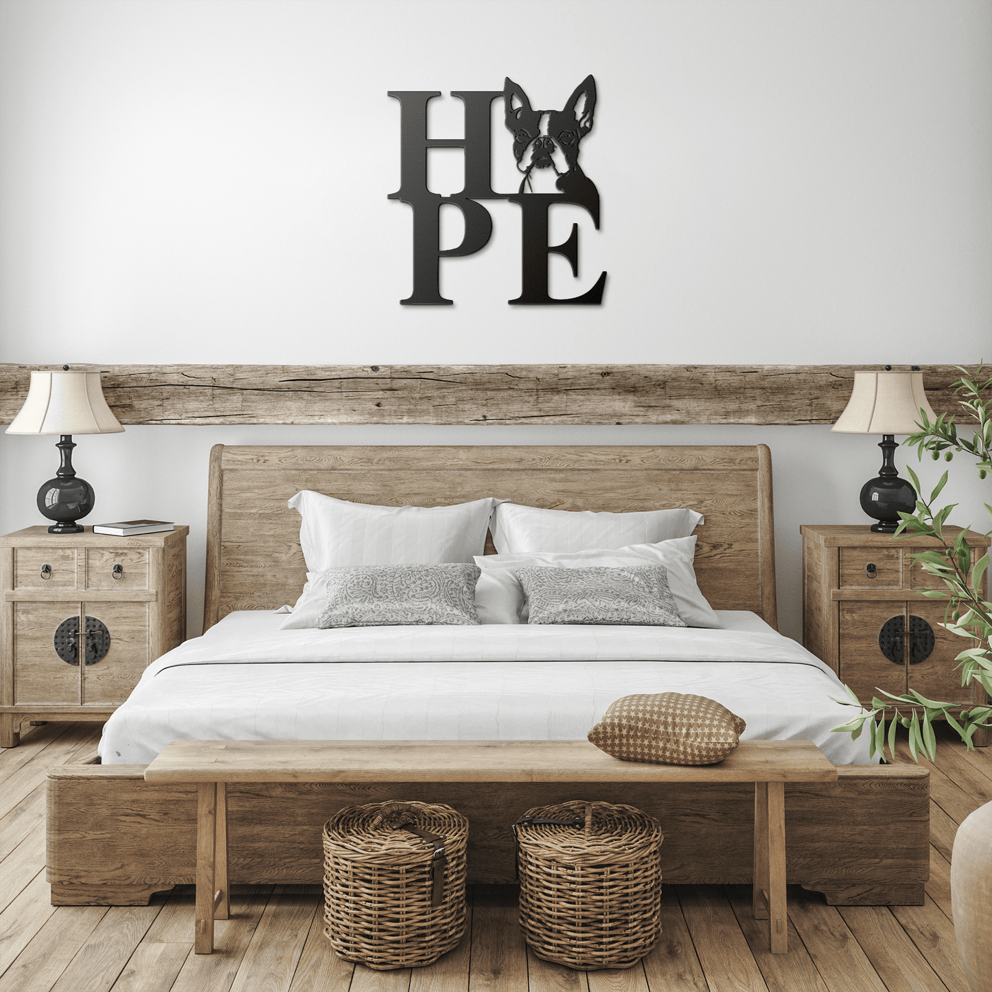 HOPE with a Boston Terrier Twist! Steel Wall Art - BullyBellyMetal Sign