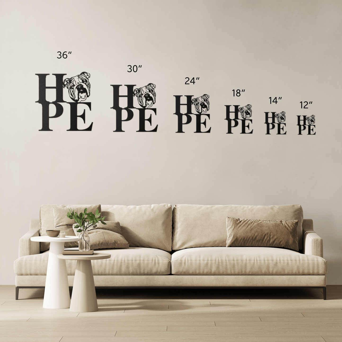 HOPE with a Bulldog Twist! Steel Wall Art - BullyBellyMetal Sign
