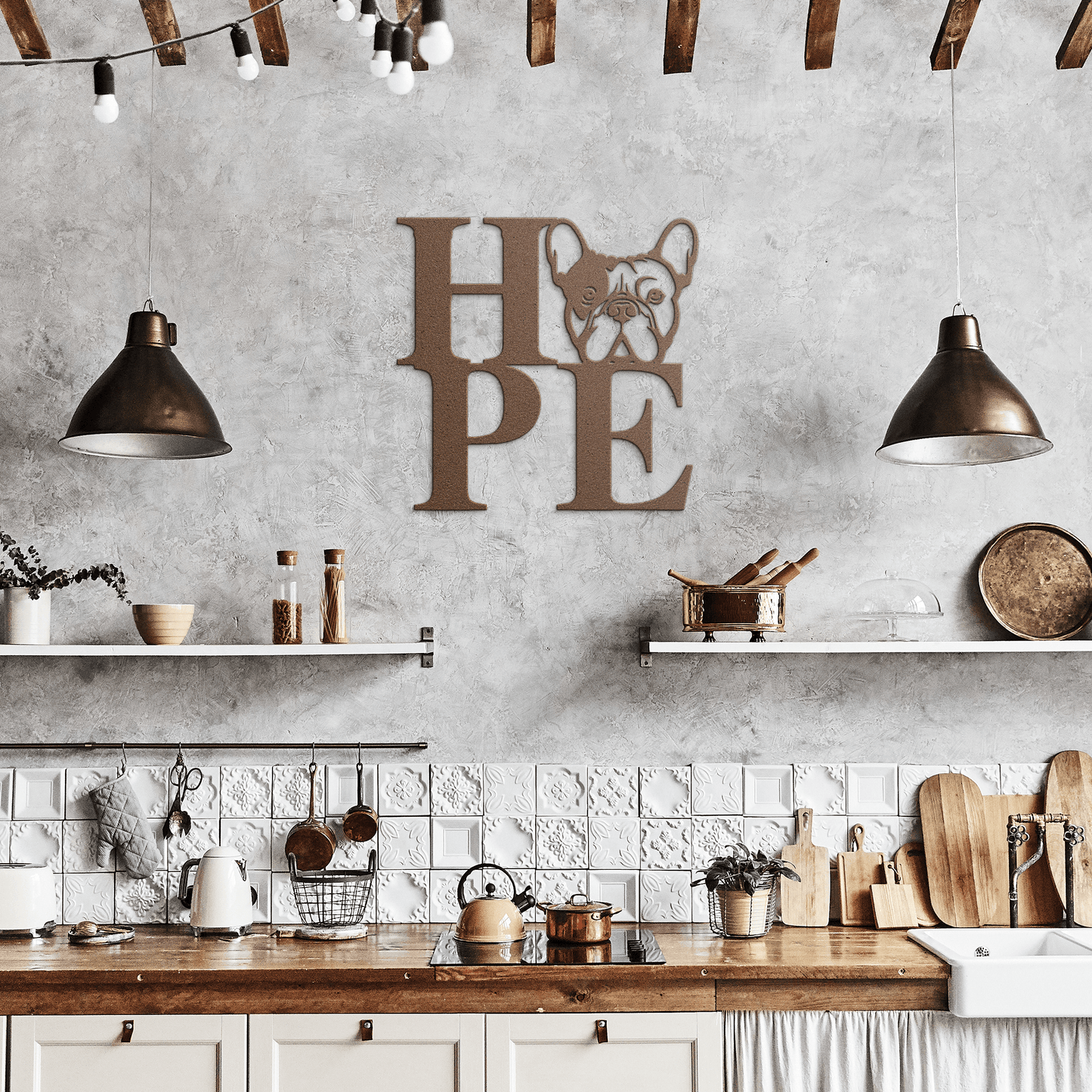 HOPE with a French Bulldog Twist! Seel Wall Art - BullyBellyMetal Sign