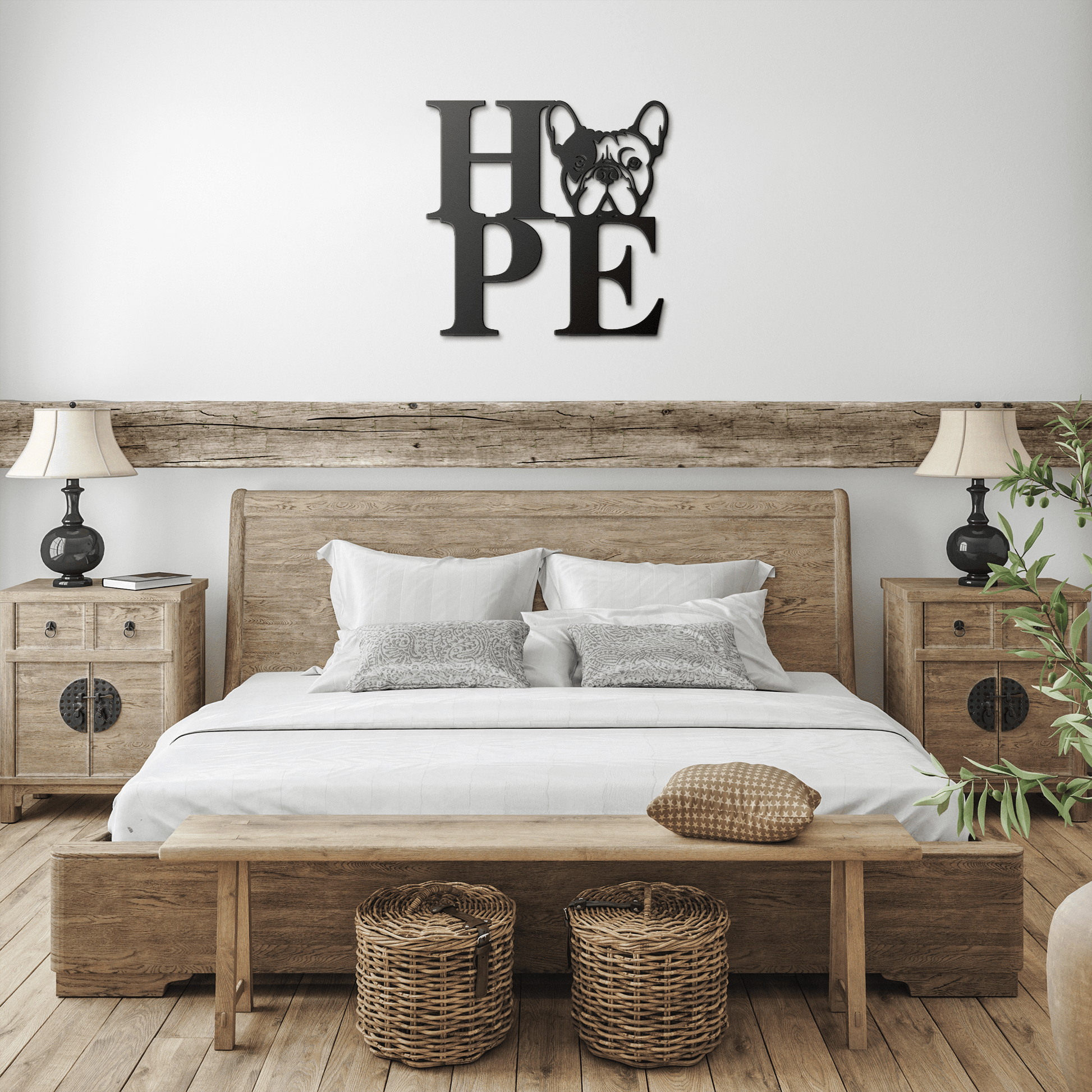 HOPE with a French Bulldog Twist! Seel Wall Art - BullyBellyMetal Sign