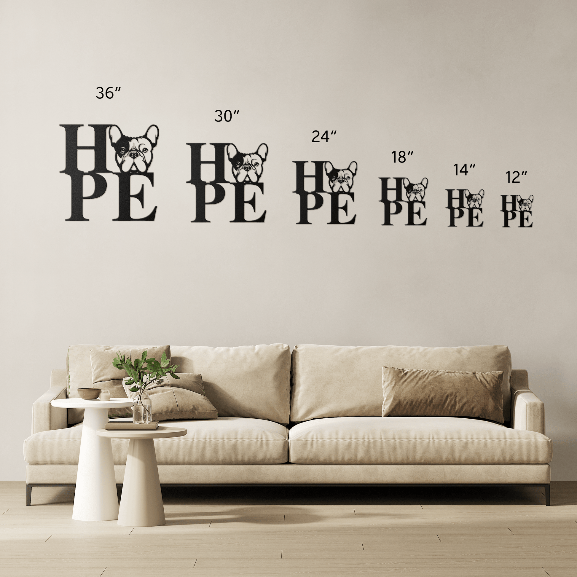 HOPE with a French Bulldog Twist! Seel Wall Art - BullyBellyMetal Sign