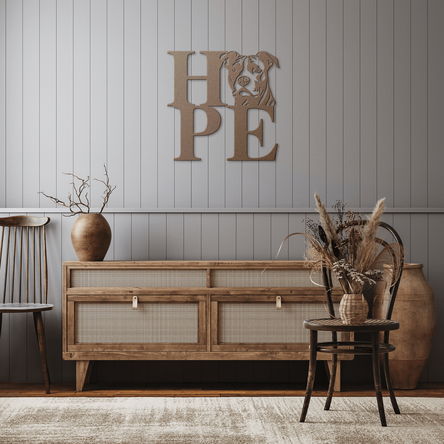 HOPE with a Pitbull Twist! Steel Wall Art - BullyBellyMetal Sign