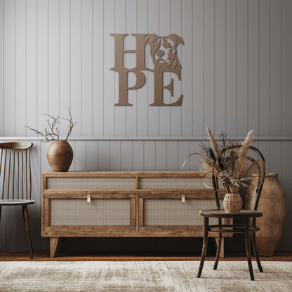 HOPE with a Pitbull Twist! Steel Wall Art - BullyBellyMetal Sign