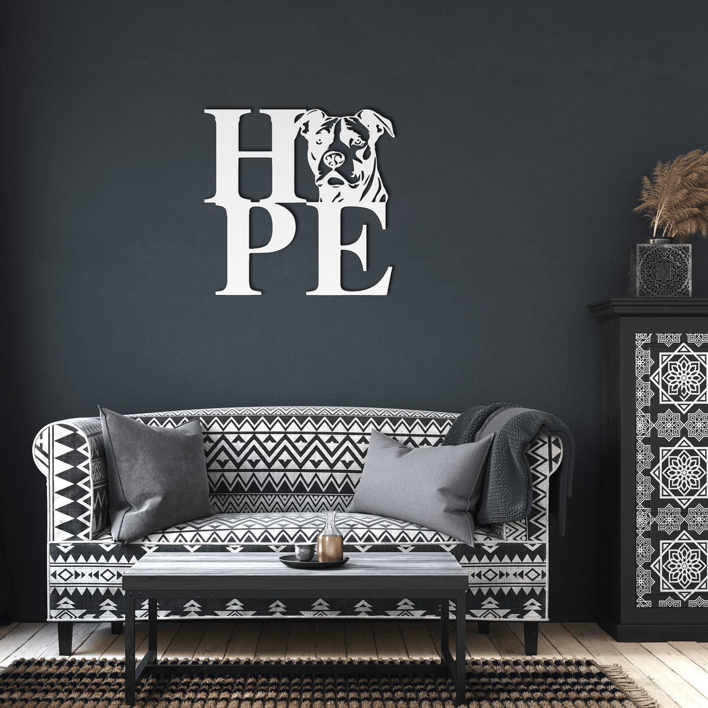 HOPE with a Pitbull Twist! Steel Wall Art - BullyBellyMetal Sign