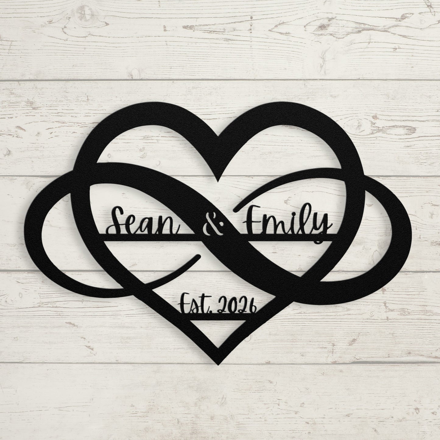 Infinity Heart Couples' Custom Metal Name Sign - BullyBellyMetal Sign