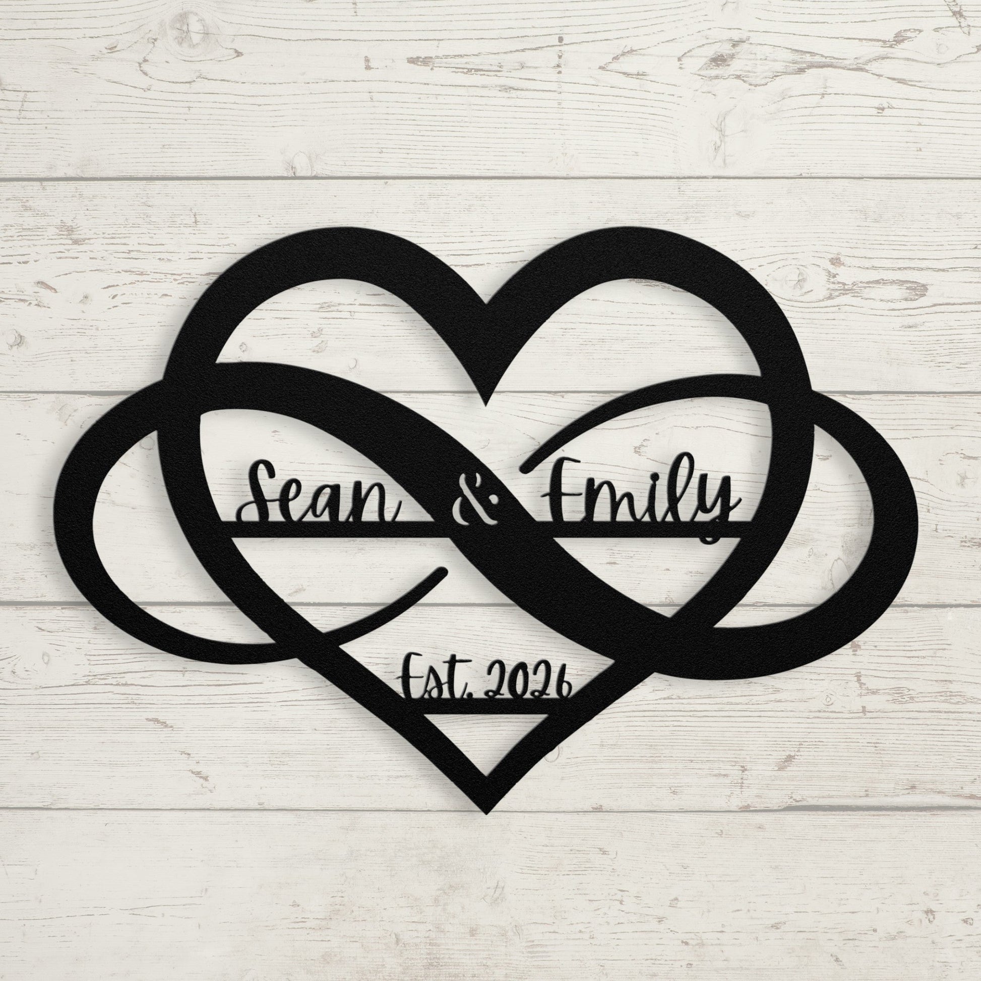 Infinity Heart Couples' Custom Metal Name Sign - BullyBellyMetal Sign