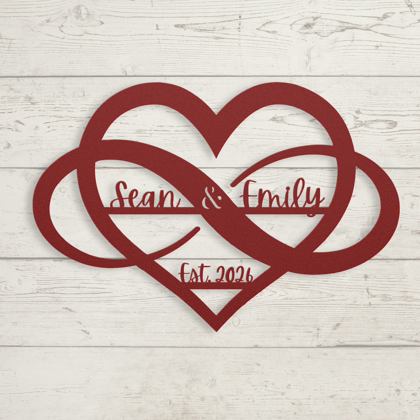 Infinity Heart Couples' Custom Metal Name Sign - BullyBellyMetal Sign