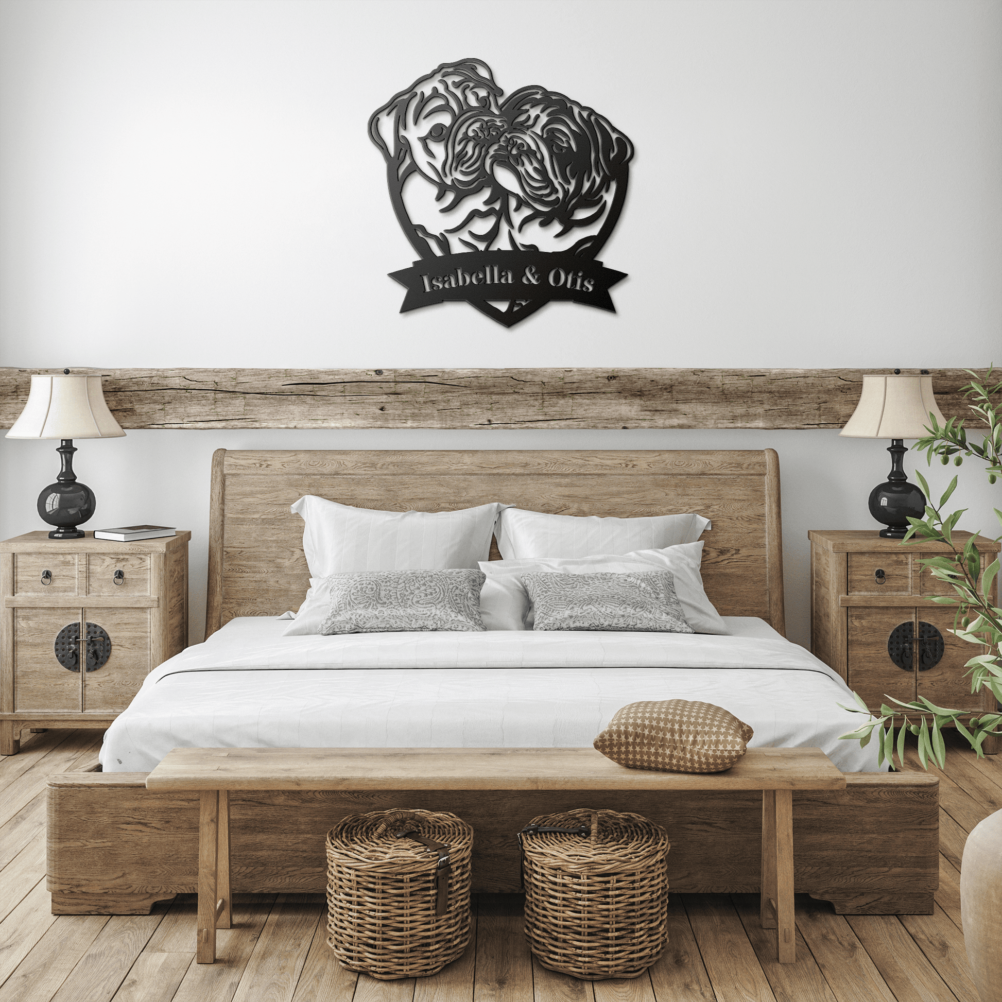 Kissing Bulldogs Metal Wall Art - BullyBellyMetal Sign