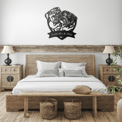 Kissing Bulldogs Metal Wall Art - BullyBellyMetal Sign