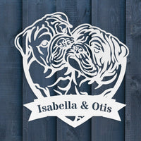 Kissing Bulldogs Metal Wall Art - BullyBellyMetal Sign