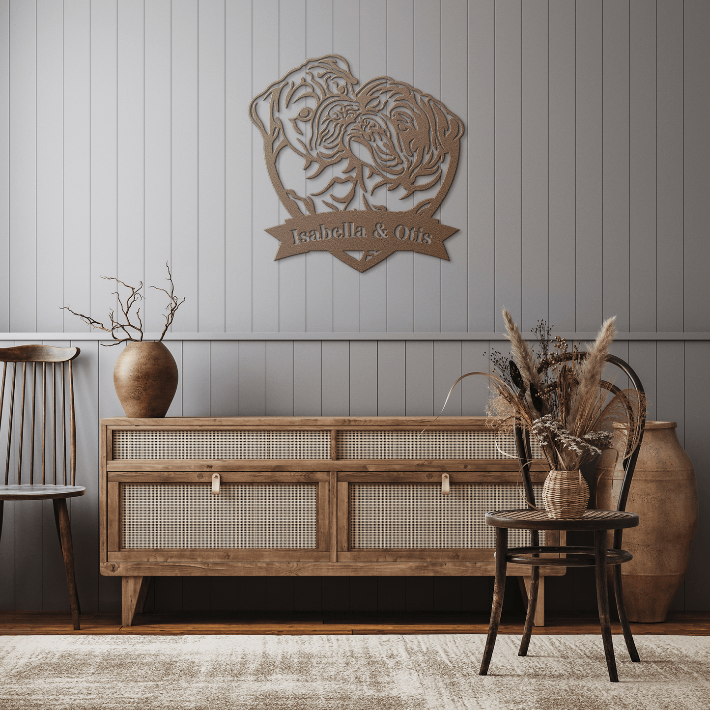 Kissing Bulldogs Metal Wall Art - BullyBellyMetal Sign
