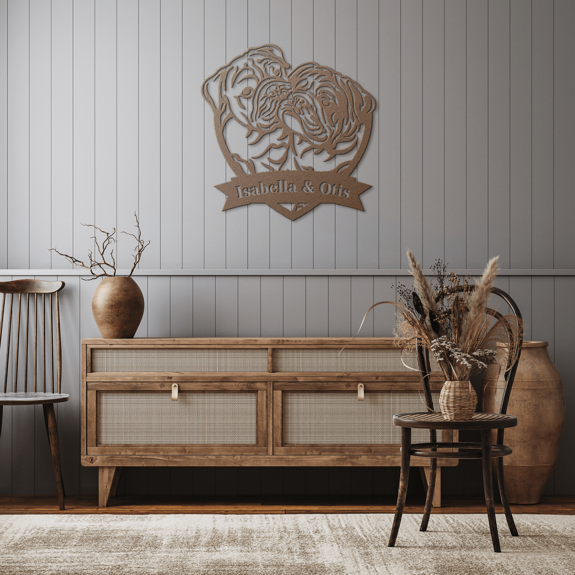 Kissing Bulldogs Metal Wall Art - BullyBellyMetal Sign