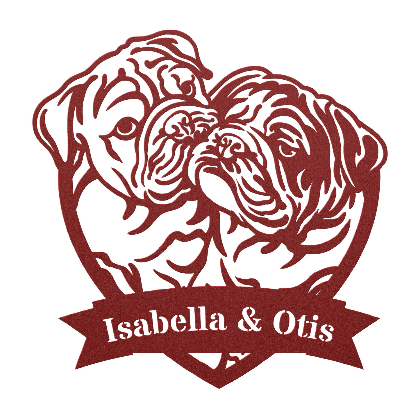 Kissing Bulldogs Metal Wall Art - BullyBellyMetal Sign