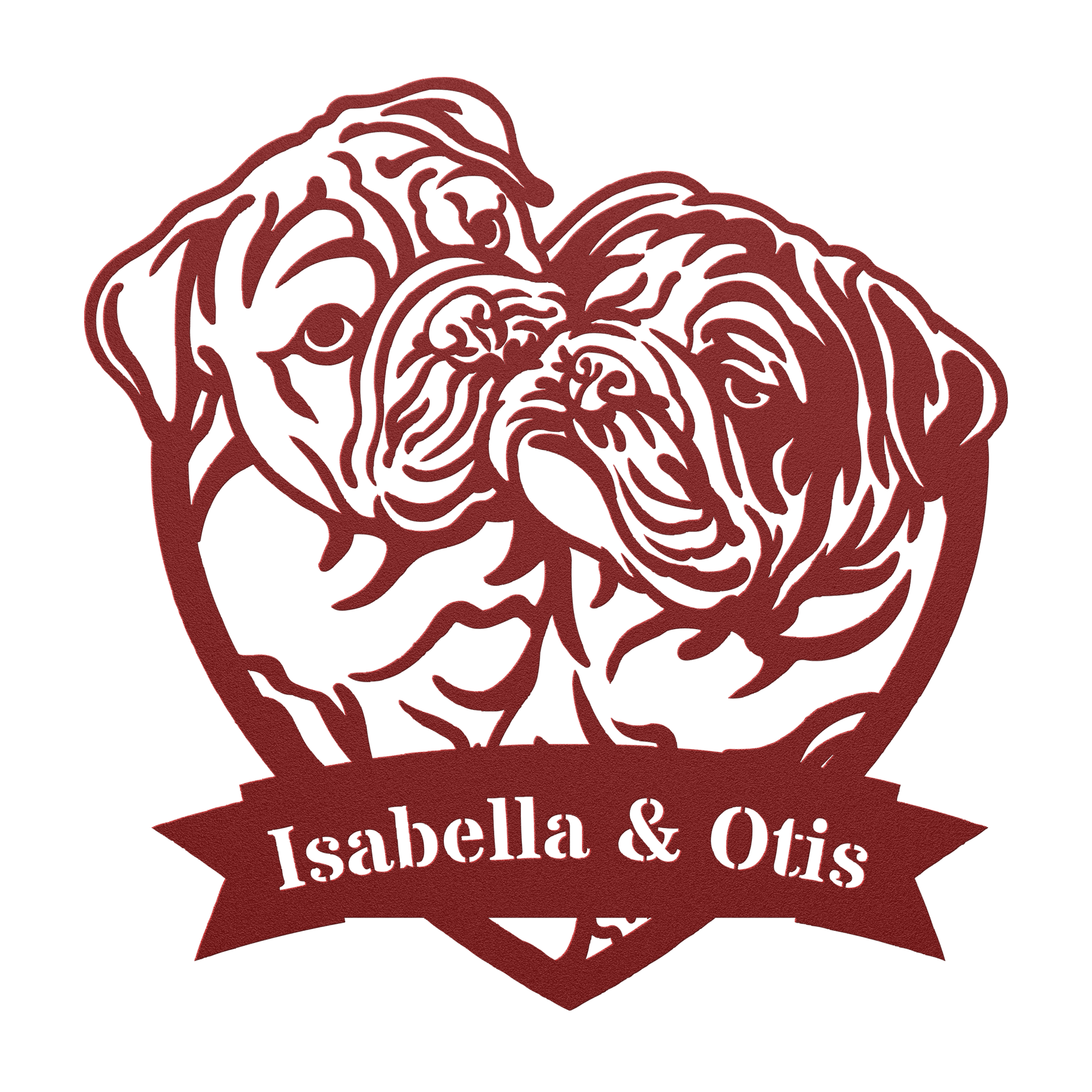 Kissing Bulldogs Metal Wall Art - BullyBellyMetal Sign