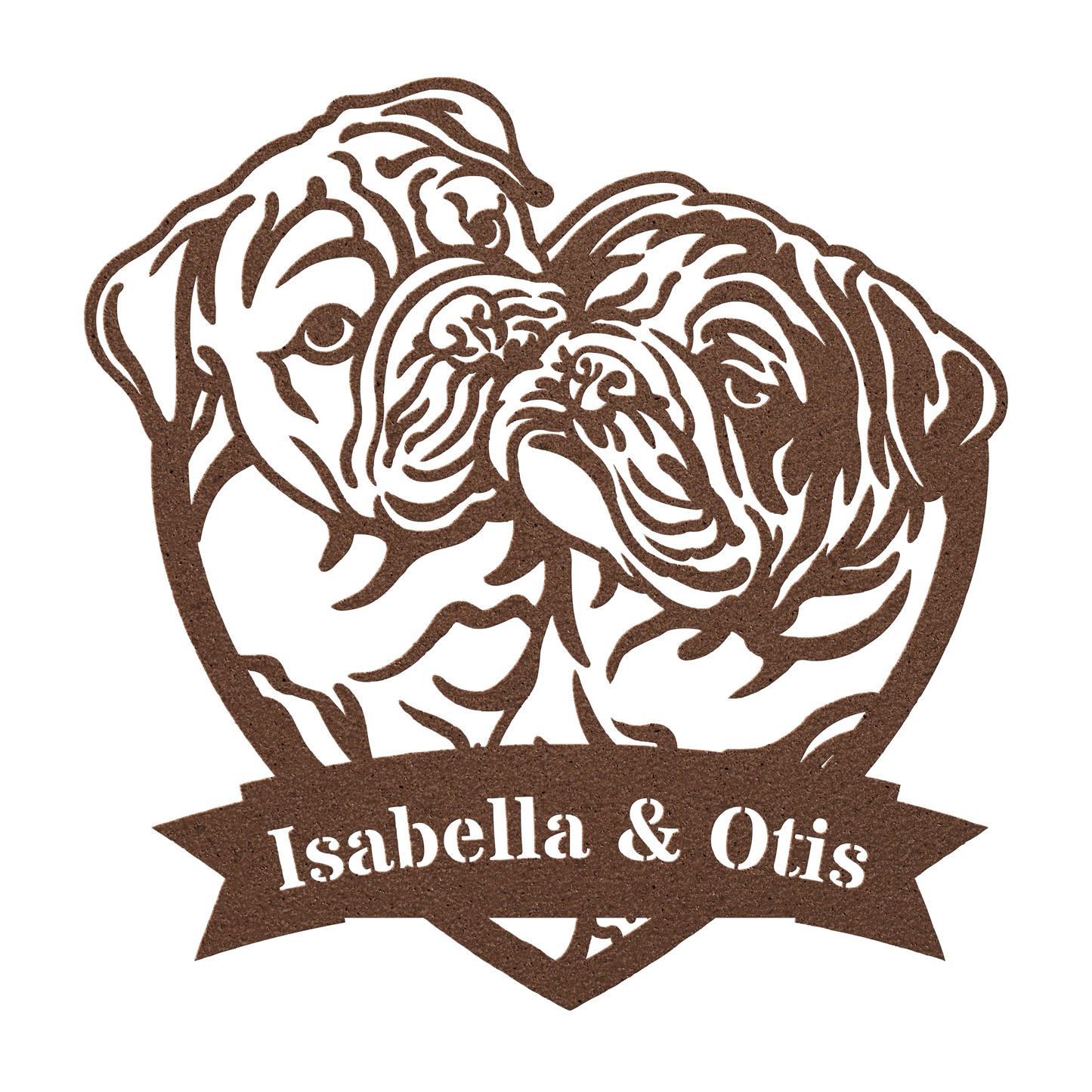 Kissing Bulldogs Metal Wall Art - BullyBellyMetal Sign