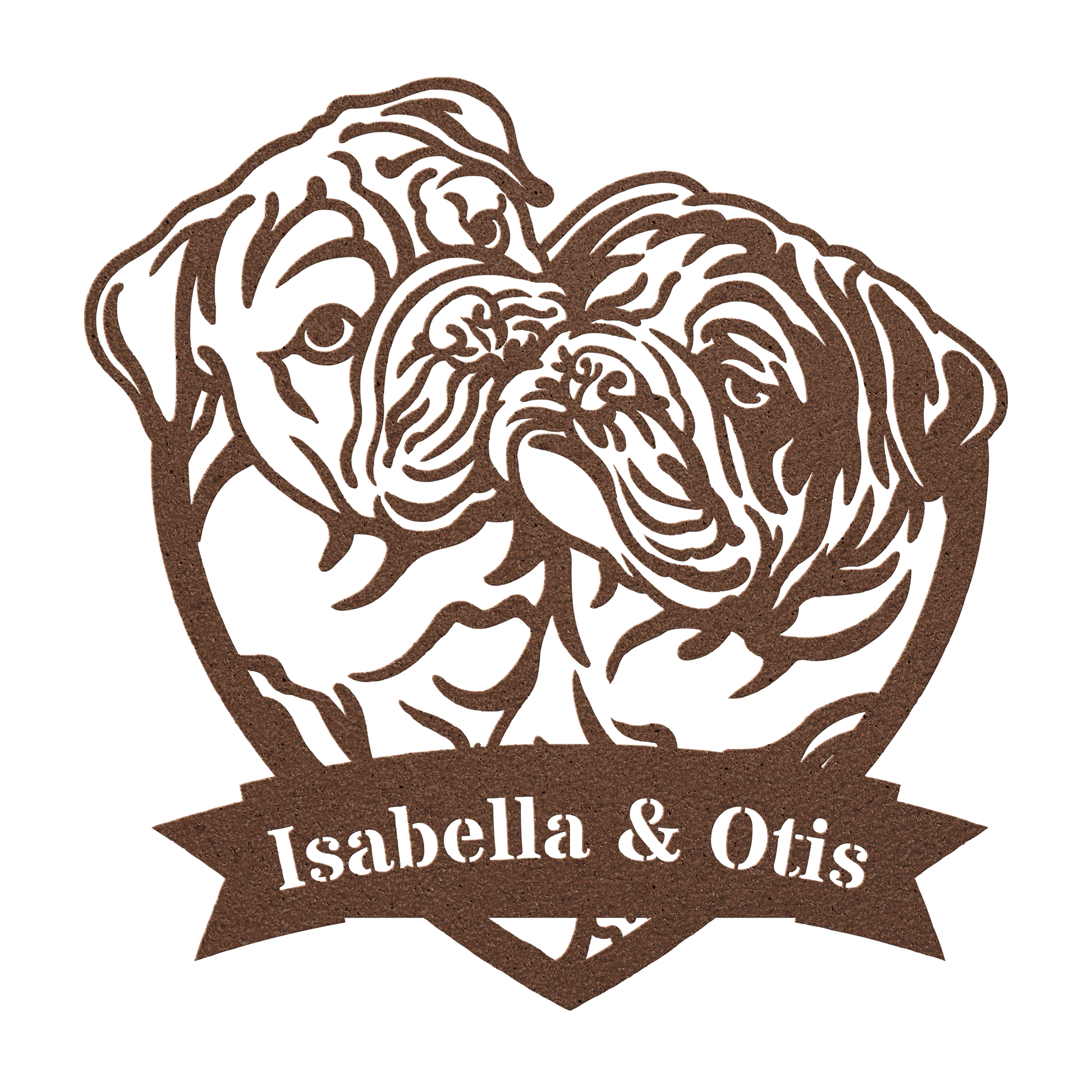 Kissing Bulldogs Metal Wall Art - BullyBellyMetal Sign