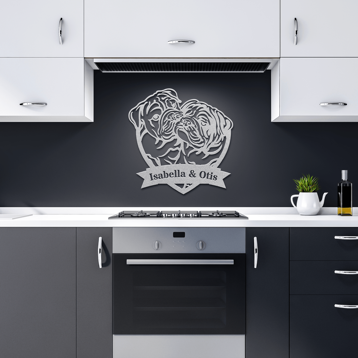 Kissing Bulldogs Metal Wall Art - BullyBellyMetal Sign