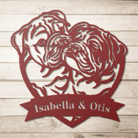 Kissing Bulldogs Metal Wall Art - BullyBellyMetal Sign