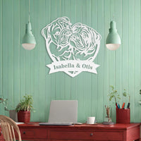 Kissing Bulldogs Metal Wall Art - BullyBellyMetal Sign
