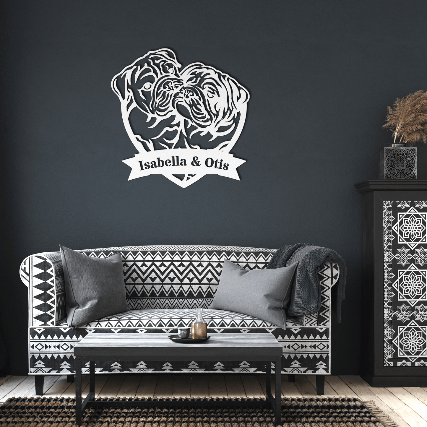 Kissing Bulldogs Metal Wall Art - BullyBellyMetal Sign