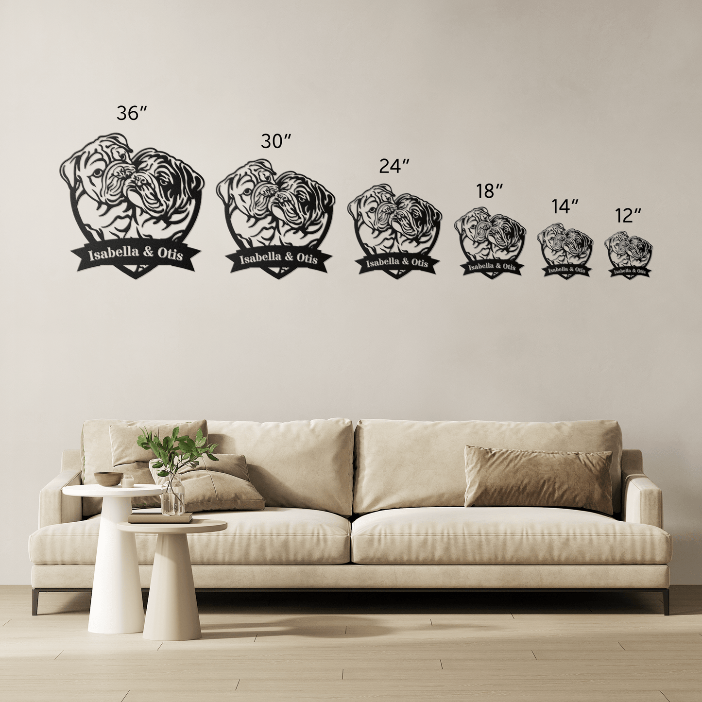 Kissing Bulldogs Metal Wall Art - BullyBellyMetal Sign