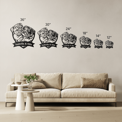 Kissing Bulldogs Metal Wall Art - BullyBellyMetal Sign