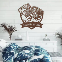 Kissing Bulldogs Metal Wall Art - BullyBellyMetal Sign