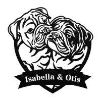 Kissing Bulldogs Metal Wall Art - BullyBellyMetal Sign