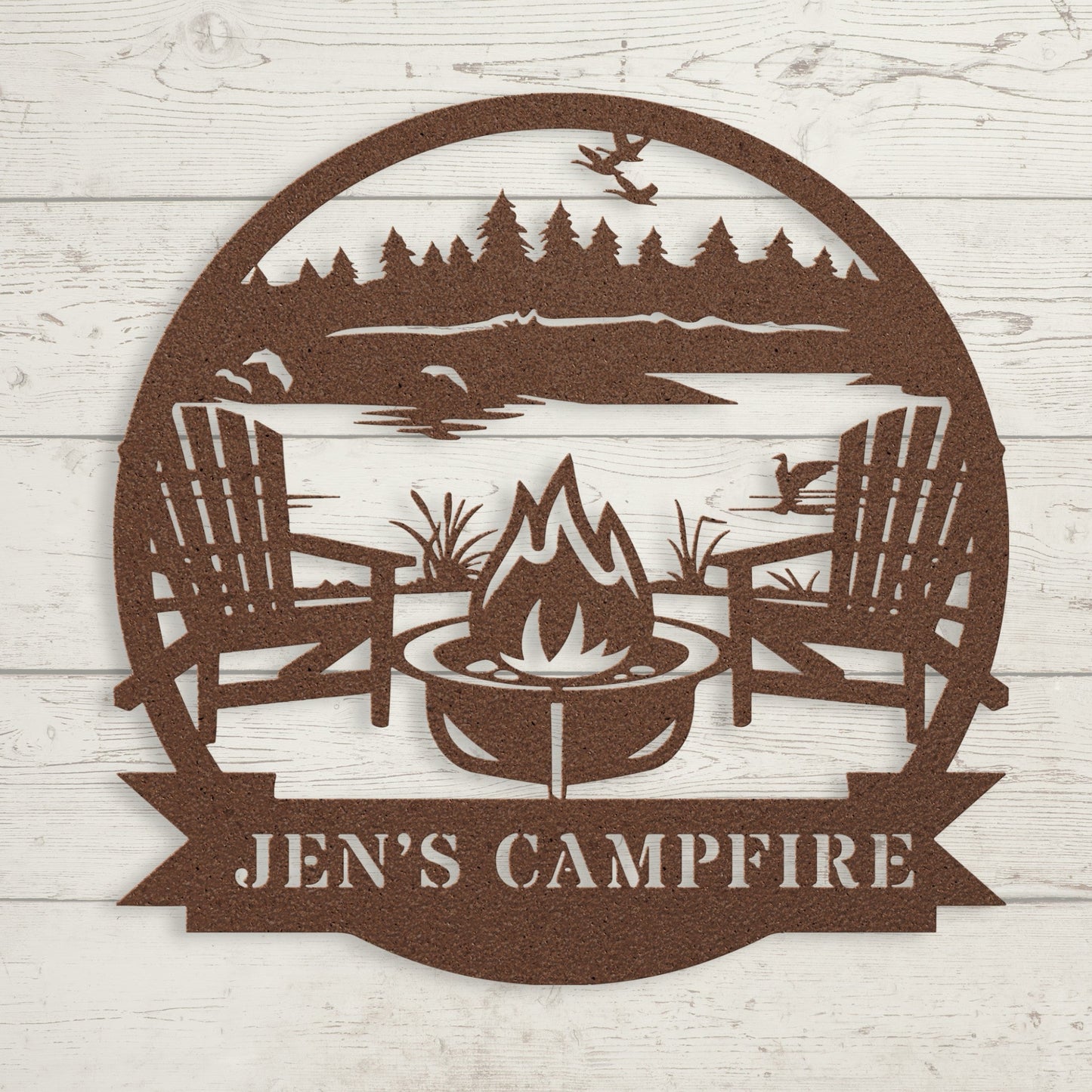 Lake Life Metal Sign – Custom Campfire & Deck Chair Wall Art - BullyBellyMetal Sign