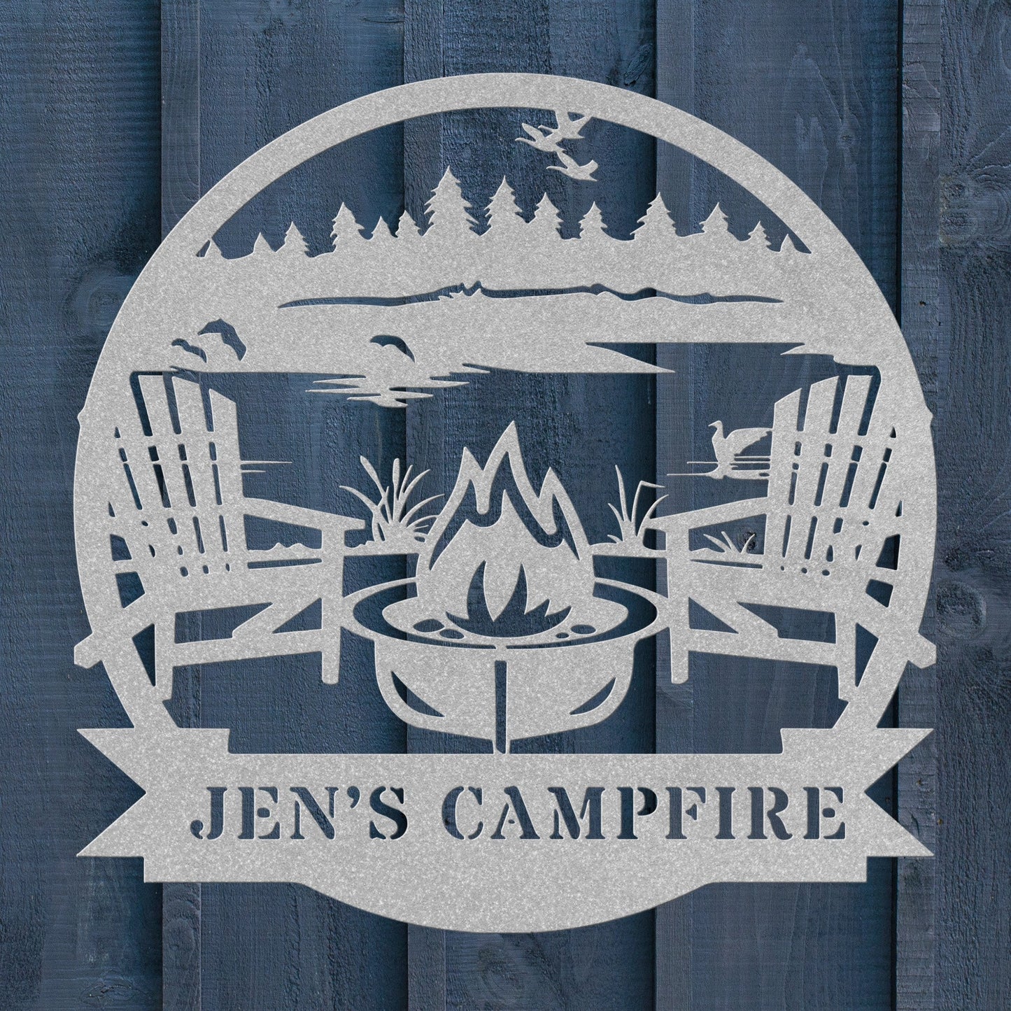 Lake Life Metal Sign – Custom Campfire & Deck Chair Wall Art - BullyBellyMetal Sign