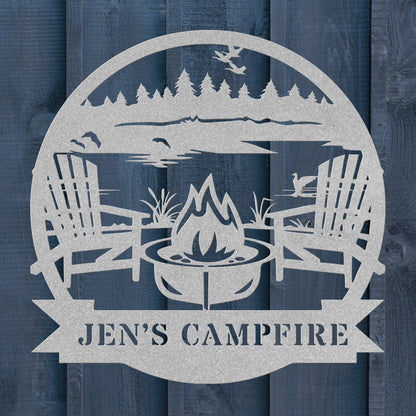 Lake Life Metal Sign – Custom Campfire & Deck Chair Wall Art - BullyBellyMetal Sign
