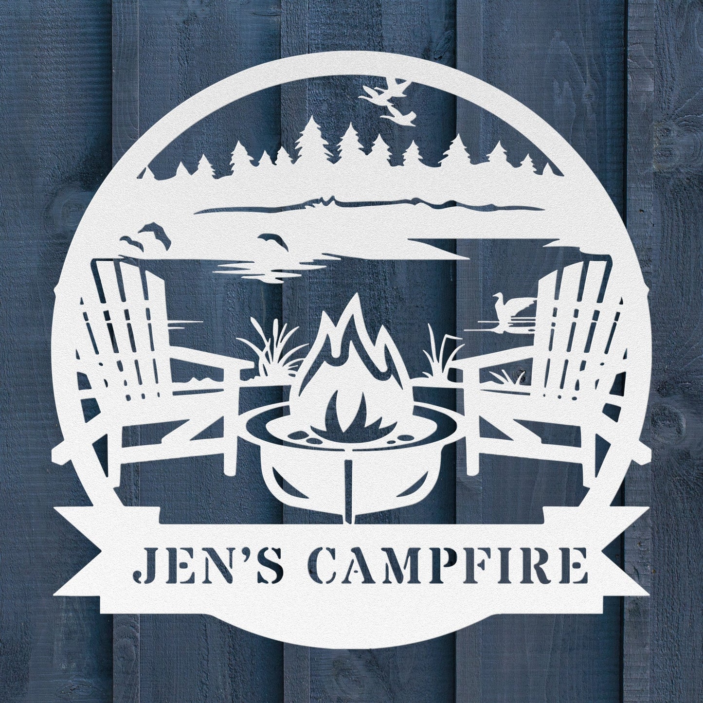 Lake Life Metal Sign – Custom Campfire & Deck Chair Wall Art - BullyBellyMetal Sign